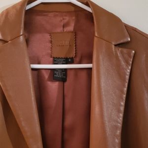 BCBG MAXAZRIA TAN LEATHER COAT
